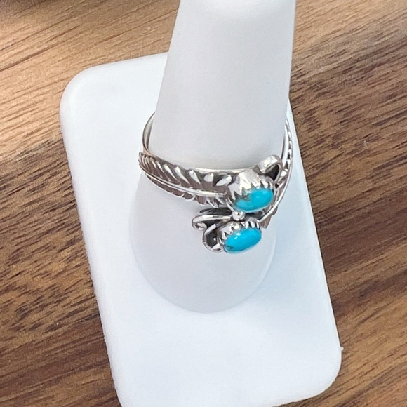 Solid Sterling Silver 925 Turquoise Wrap Ring Size 7 Southwest Style Blue New - Picture 5 of 7